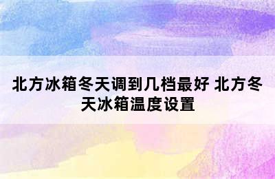 北方冰箱冬天调到几档最好 北方冬天冰箱温度设置